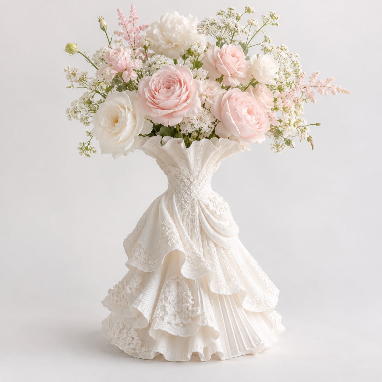 ウエディングドレス型の花瓶